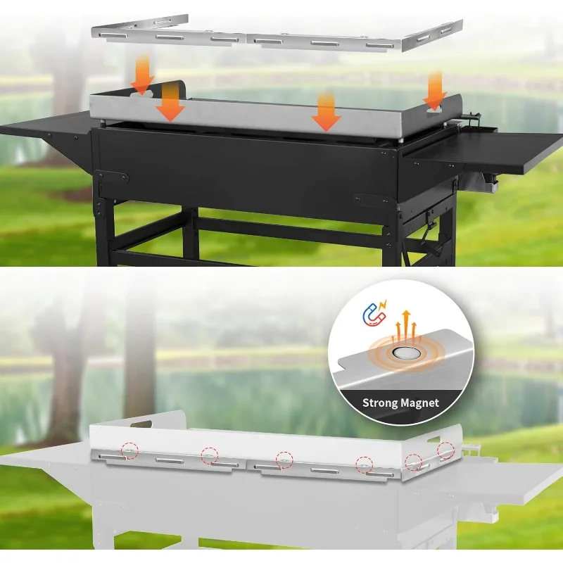 شاشة شبكية طعام من الفولاذ المقاوم للصدأ ، واقيات رياح لبلاكستون ، شواية ، شاشة ، كتلة ، متوافقة ، فضي ، 17 بوصة ، 22 بوصة ، 28 بوصة ، 36 بوصة