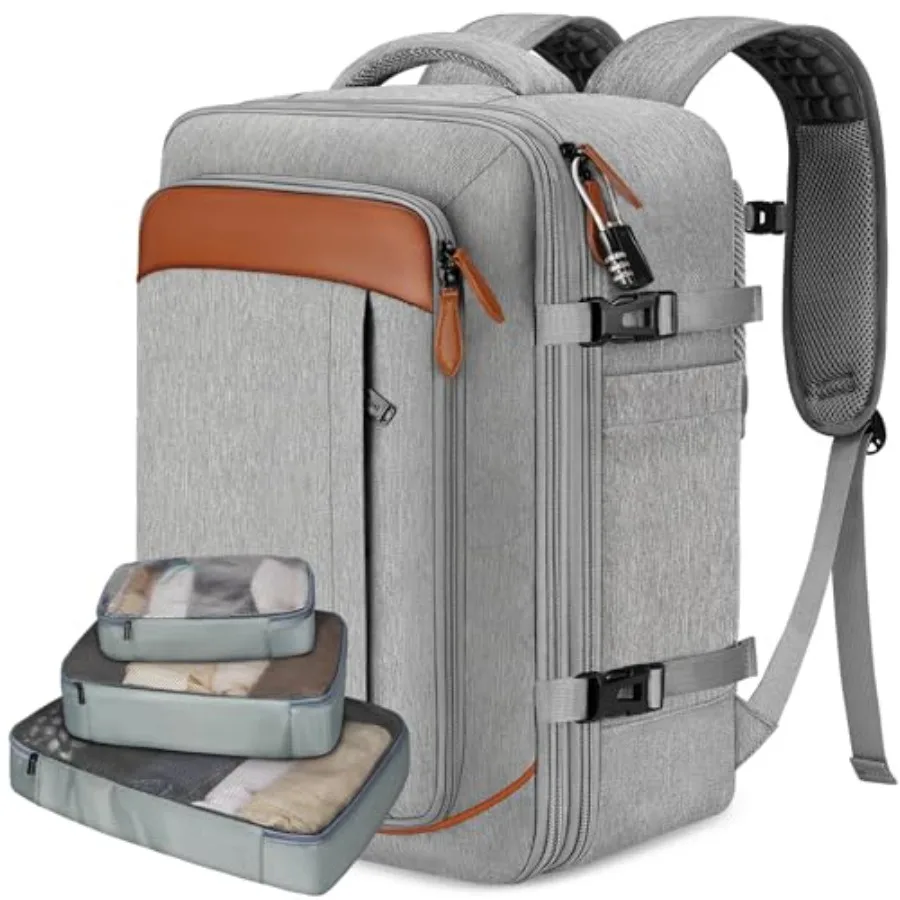 

Carry on Backpack, Flight Approved 18x14x8 Travel Backpack with 3 Packing Cubes, Expandable Large 40L Travel Bag fits 17.3" Lap
