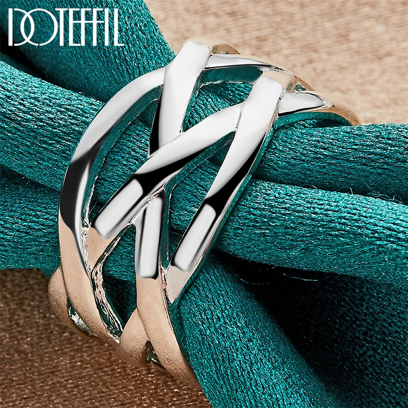 DOTEFFIL 925 Sterling Silver Cross Intertwined Ring For Woman Wedding Engagement Party Fashion Charm Jewelry