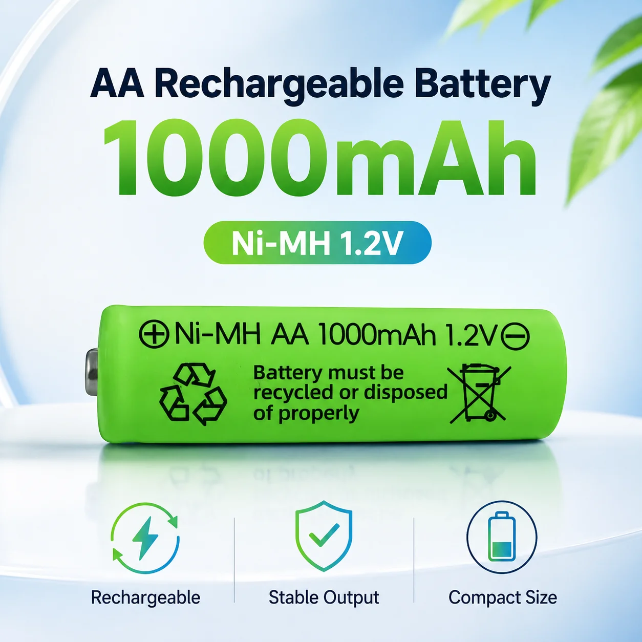

High Capacity AA Ni-MH Rechargeable Battery 1.2V 1000mAh Replacement Power Supply For Daily Toys Gadgets