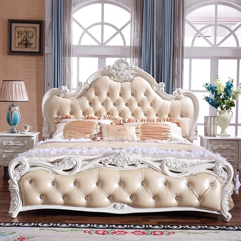 European bed 1.8 meters double bed 1.5m simple European, carved master bedroom furniture American princess bed French high box s