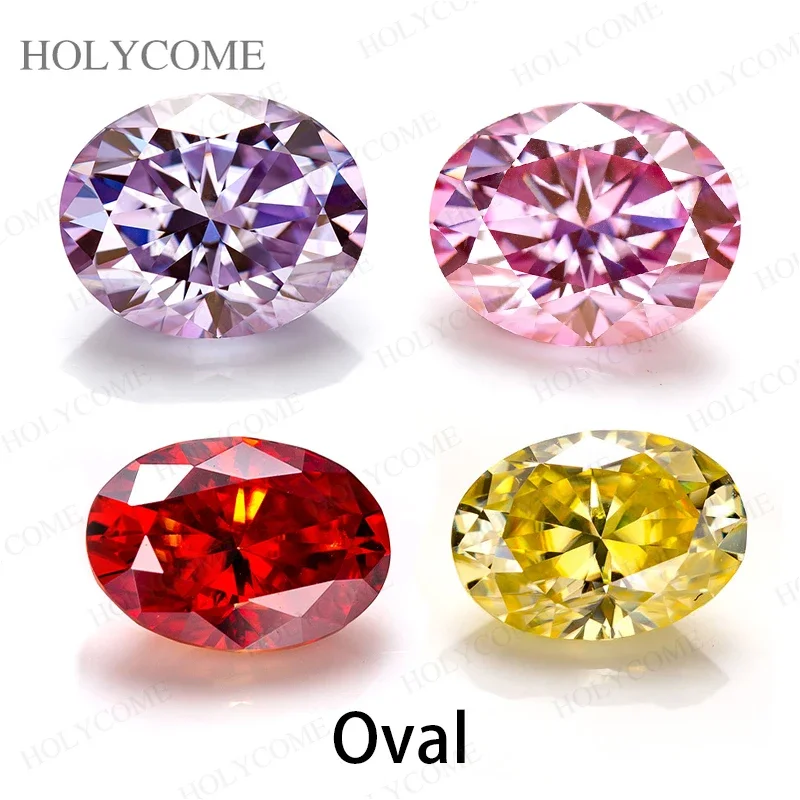 Moissanite ovaal geslepen losse steen roze rood geel paars handgemaakte VVS1 Lab gemaakt diamant GRA certificaat kralen voor sieraden DIY