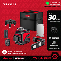 YEVOLT YVGLL4XS12 Multi-Axis 12-Line Grade Laser Level IP54 Self-Leveling Battery+USB Dual-Power High-Accuracy 30m Long Range