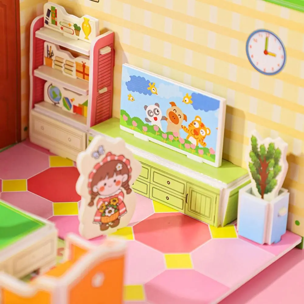 3D Model 3D Room Model Puzzle Toys Bedroom Kitchen 3D Room Cardboard Miniatures Living Room Model Craft Toys Birthday Gift