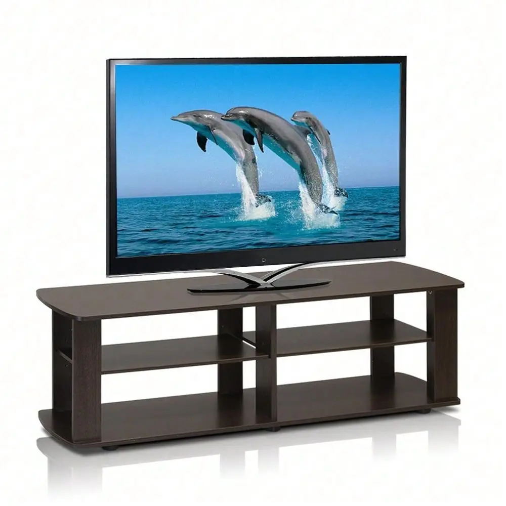 

Center TV Stand, TV Rack, Mueble Para TV, Tall TV Stand, Dark Brown
