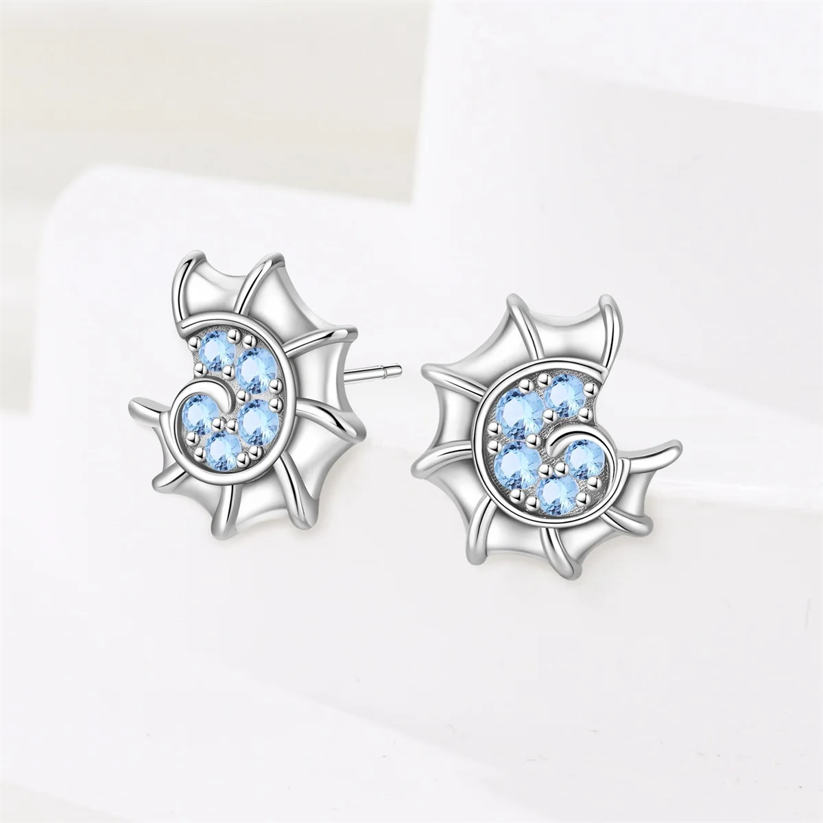 New women's earrings elegant blue conch earrings 925 sterling silver exquisite engagement anniversary jewelry gift