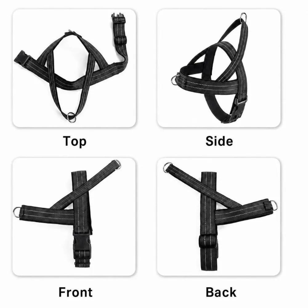 Nylon No Pull Dog Harness Front Clip Pull-Resistant Escape Proof Dog Harness Easy Put On Adjustable Security Dog Harness Vest
