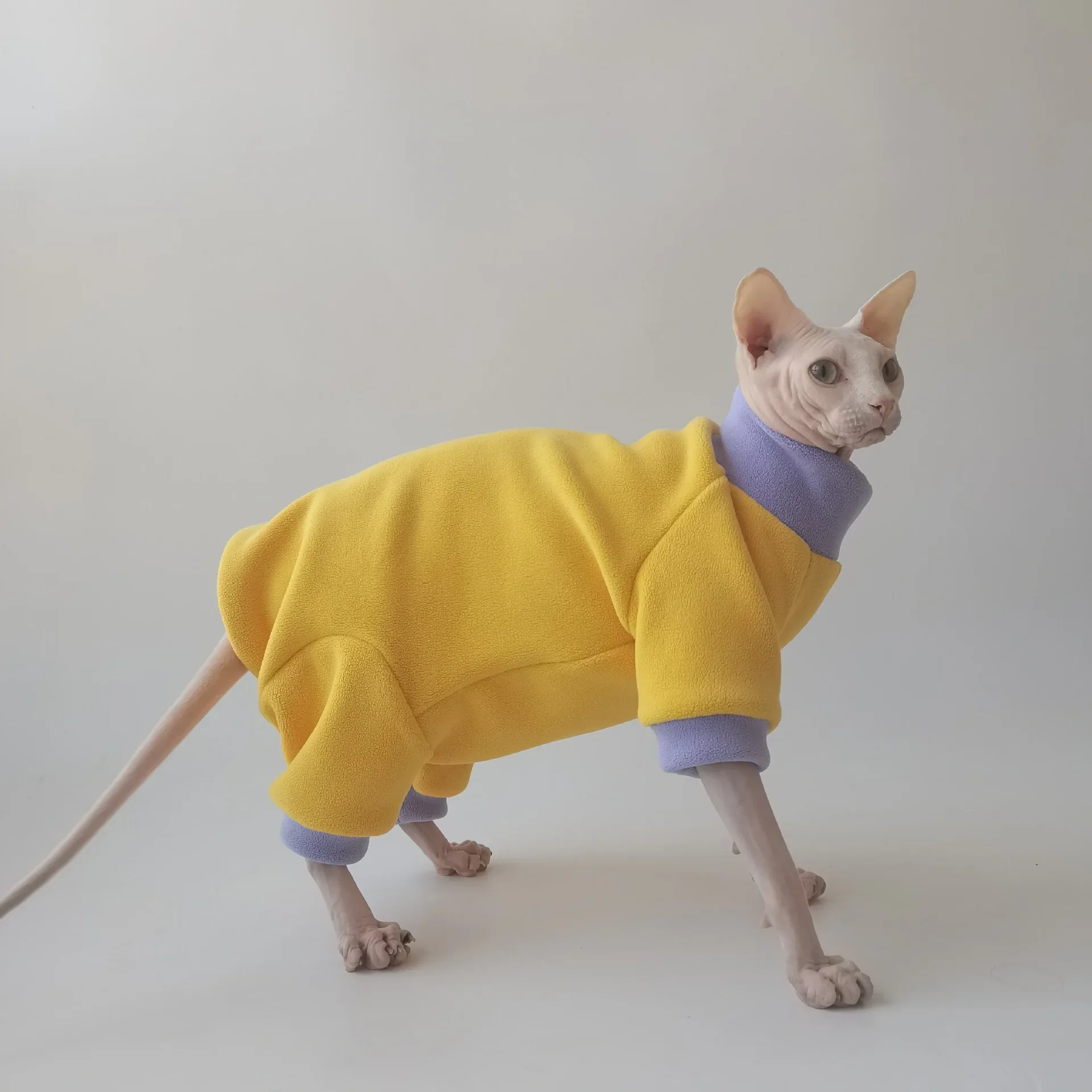 

Autumn and Winter Models Shaker Fleece Belly Protector Four-legged Coat Hairless Cat Clothes Double-sided Wear Thickened Warmth