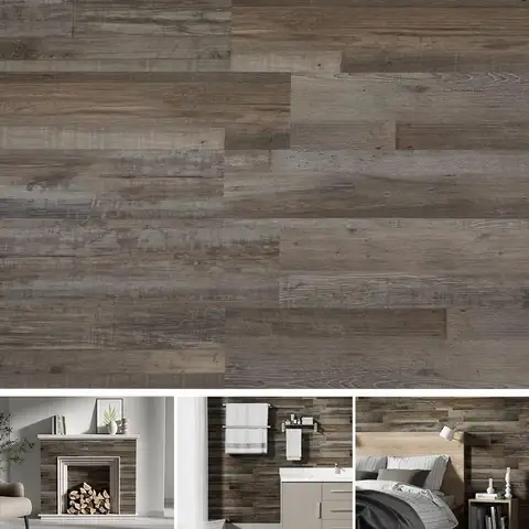 Self-Adhesive Vinyl Wall Planks, Peel and Stick Easy Installation, 12 Pcs/18 Sq Ft Box, Driftwood Texture