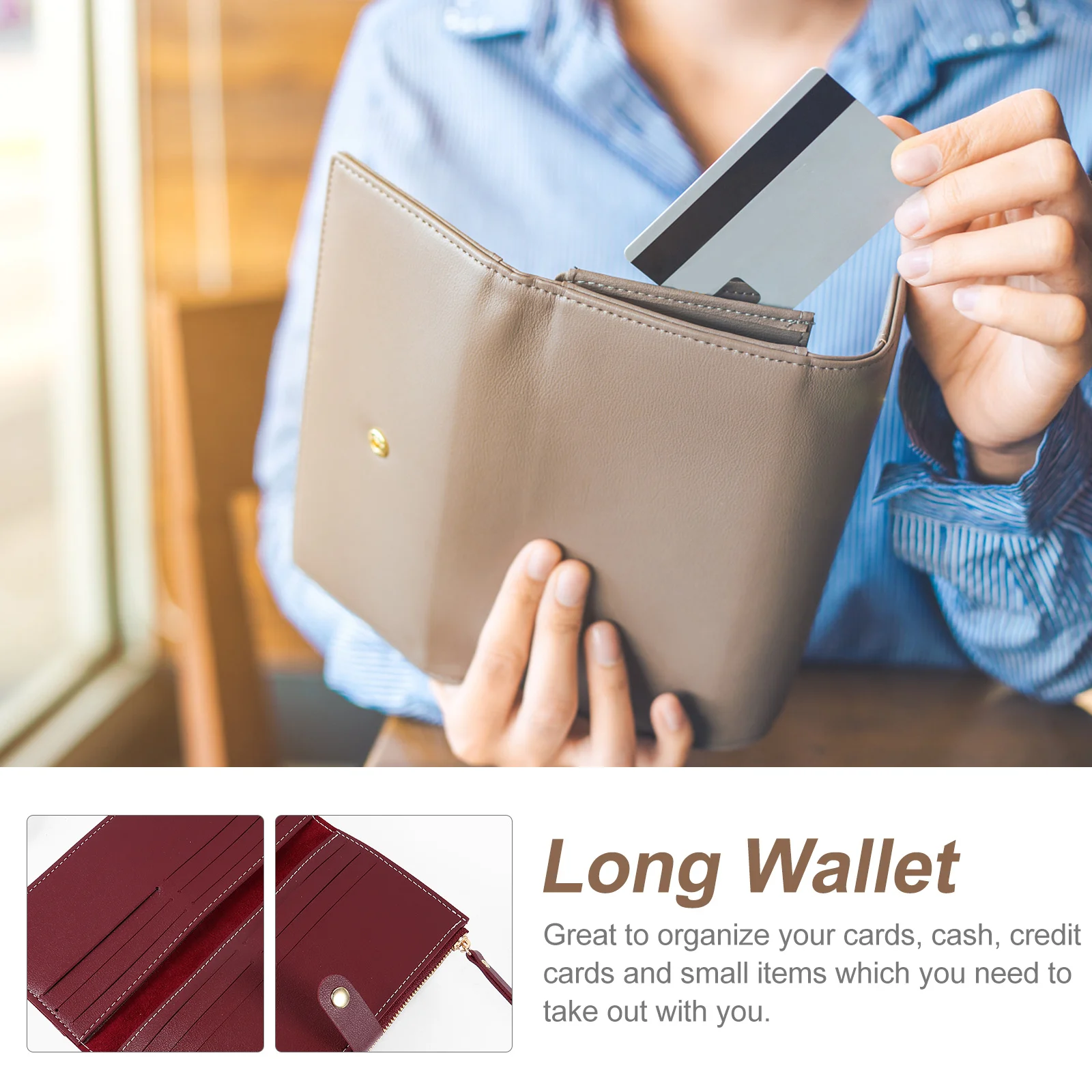 

1Pcs Multifunctional PU Wallet Women Long Coin Purse Foldable Card Holder Small Change Purse Fashion Storage Bag for Daily