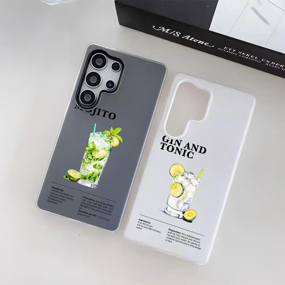 

Art Cocktail Phone Case For Samsung Galaxy S25 S24 S22 S23 Ultra S21 S20 Plus Frosted Jelly Shockproof Soft Cover