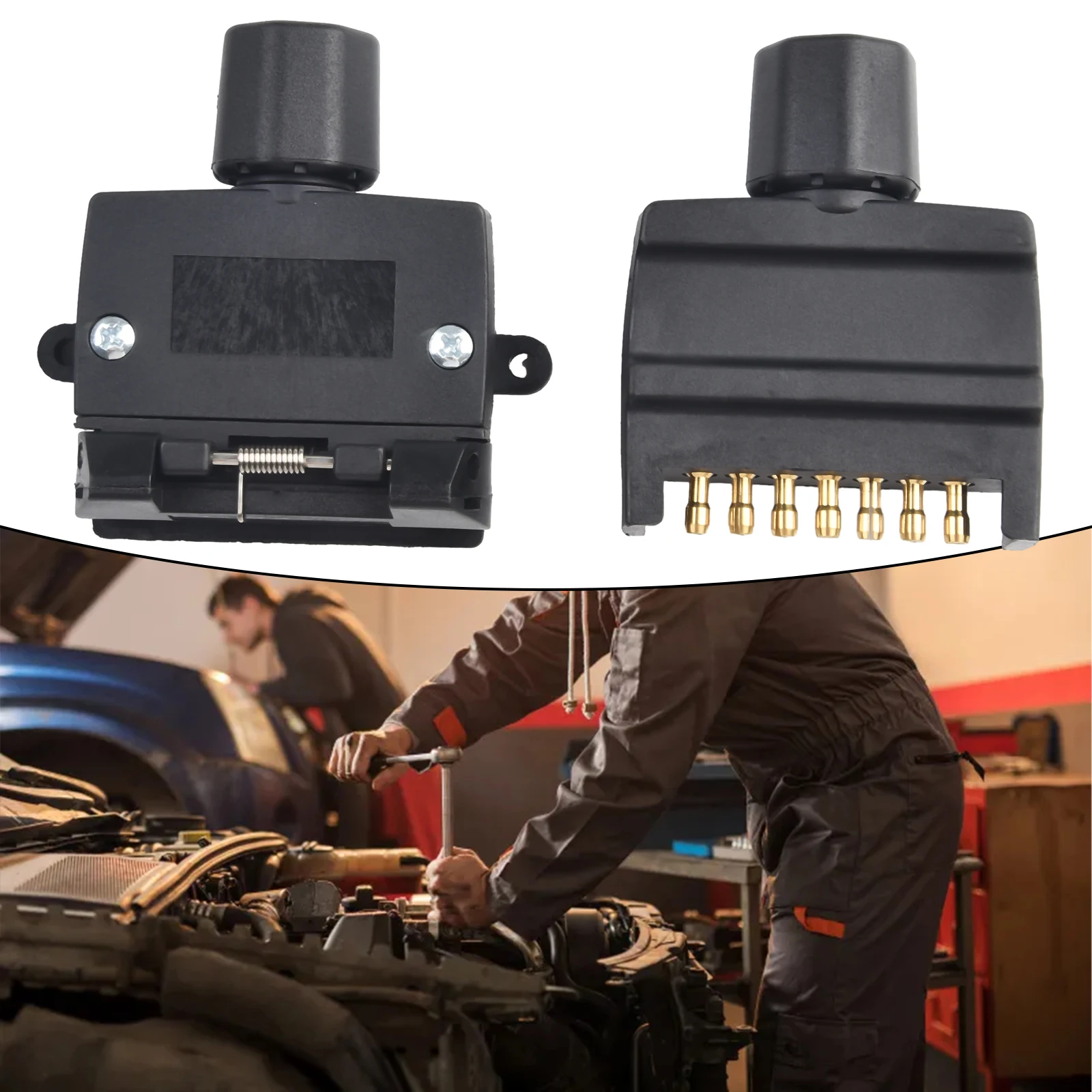 High Quality Flat Trailer Connector Frosted Plastic Socket Set 12V DC Flat Trailer 7Pin Black Brass RV High Quality