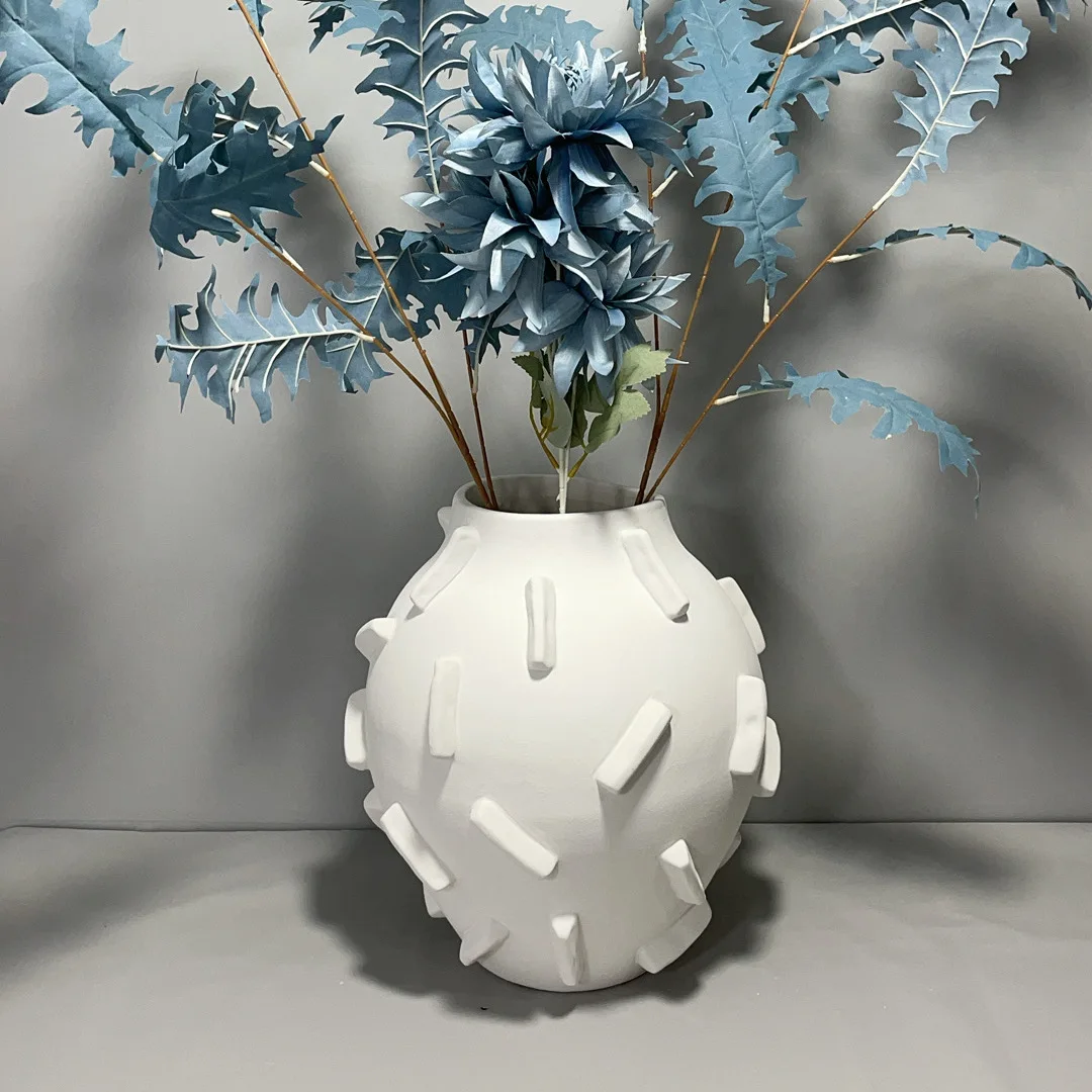 Ceramic Vase Geometric Block Abstract Flower Floral Arrangement Accessories Handicraft Home Decoration Vases Pots