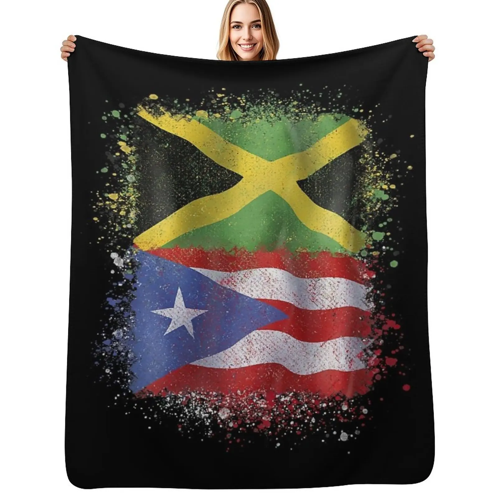 

Puerto Rican Jamaican Love Jamarican Throw Blanket Plush Fuzzy Cozy Blanket for Couch Sofa