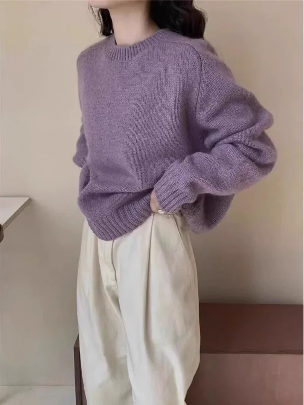 

Ретро художественная бархатная фиолетовая толстовка с капюшоном Fufu Bear, женский мягкий уютный вязаный свитер, осень-зима, свободный крой, круглый Ne Long Sve