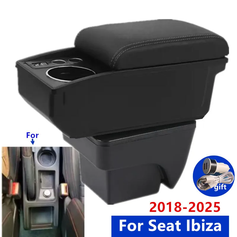 Für Seat Ibiza Armlehne Box Für Seat Ibiza 6j Ibiza 6L Auto Armlehne 2018-2025 Lagerung Box Tasse halter Gewidmet Auto Zubehör