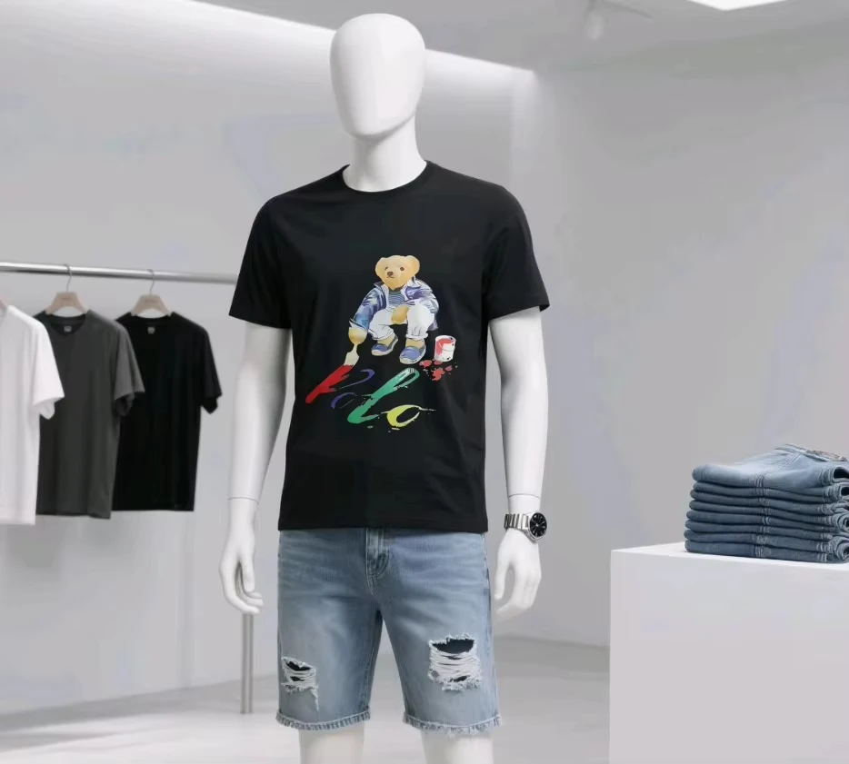 2026 Amazing Tees Ralph Bear T-shirt Casual Parent-Child T-shirt Large Suitable Essential Laurens T-shirt Pattern Street Wear