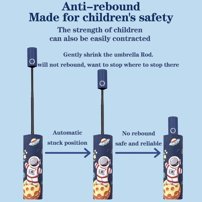 Paraguas plegable con rayas reflectantes, Paraguas automático, resistente al viento y al agua, espacio exterior, antirebote de astronautas