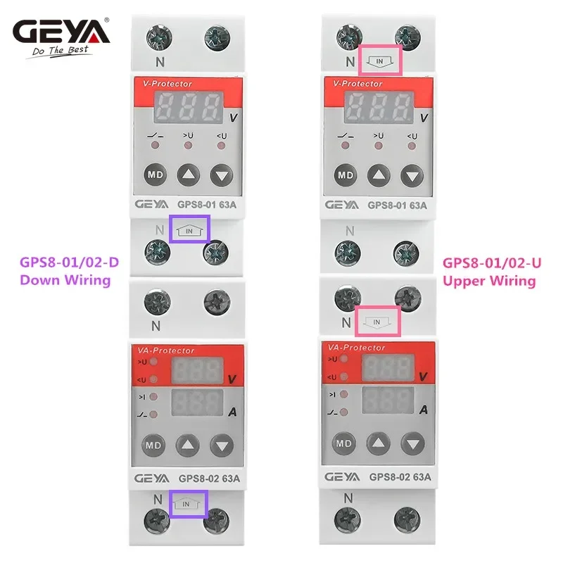 Big Sale GEYA GPS8-01 Din Rail Over Voltage Under Voltage Protection Device 63A 220VAC Digital Display Voltage Protector