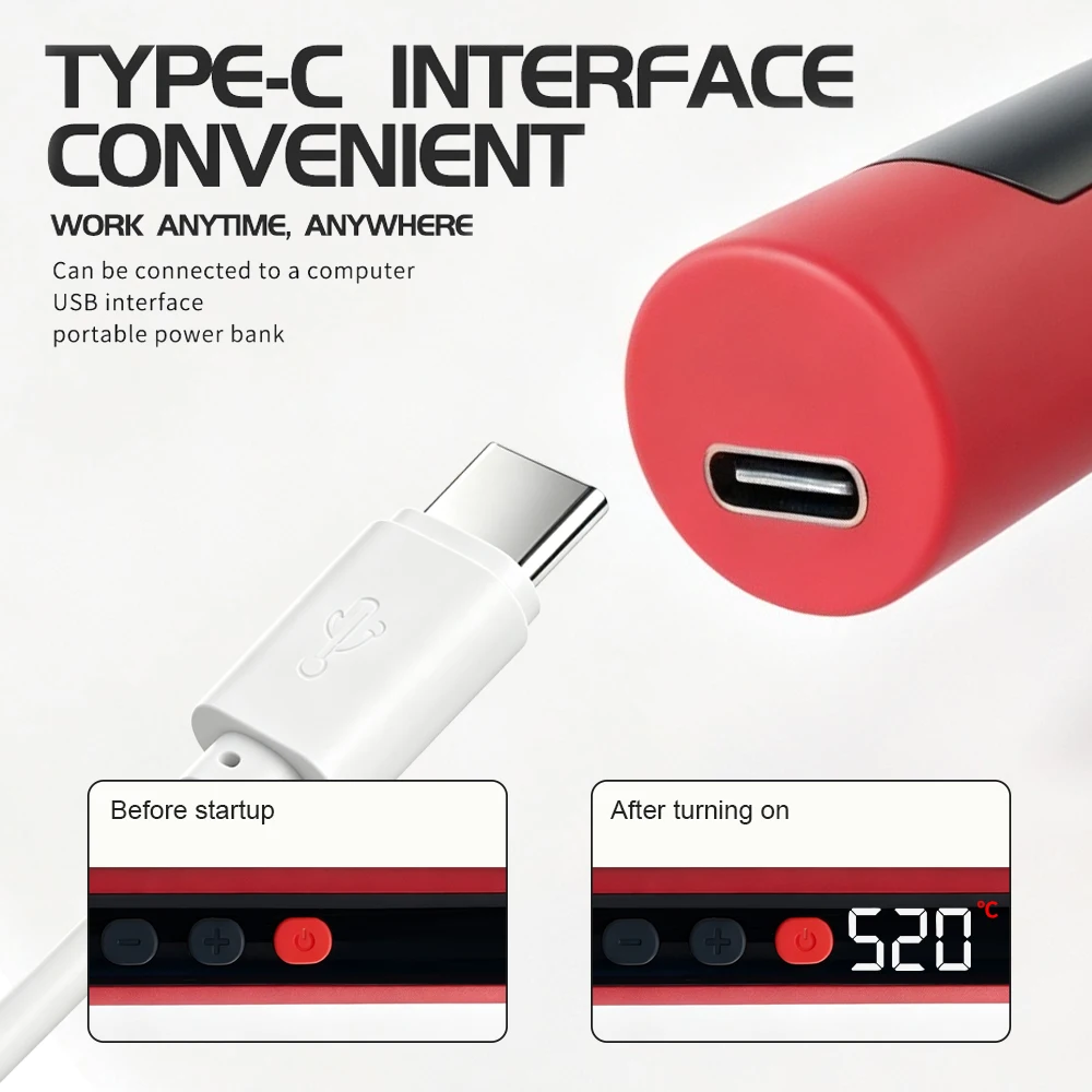 T65/C153 USB Digitaler Lötkolben Typ-C Digitaler Elektrischer Lötkolben mit Einstellbarer Temperatur DIY Heizung Reparatur Schweißwerkzeug – Detail 4