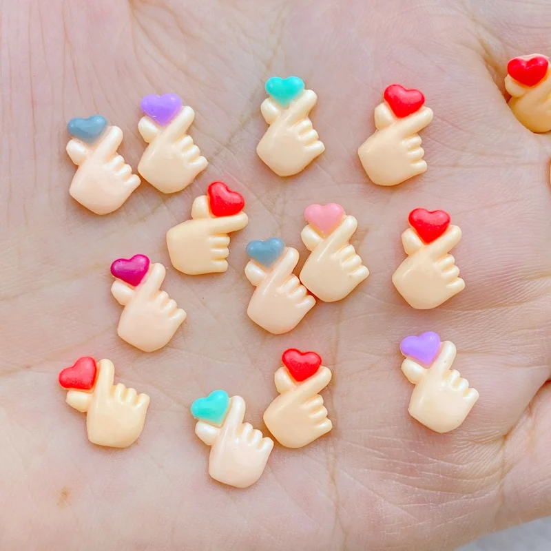 50Pcs New Cute 8*11mm Mini Little Bixin Gesture Series Resin Flatback Ornament Jewelry Making Manicure Decoration Accessories