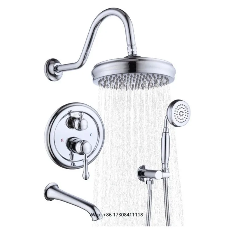 

Комплект для душа из матовой латуни: современный смеситель с ручным душем и функцией тропического душа высокого давления