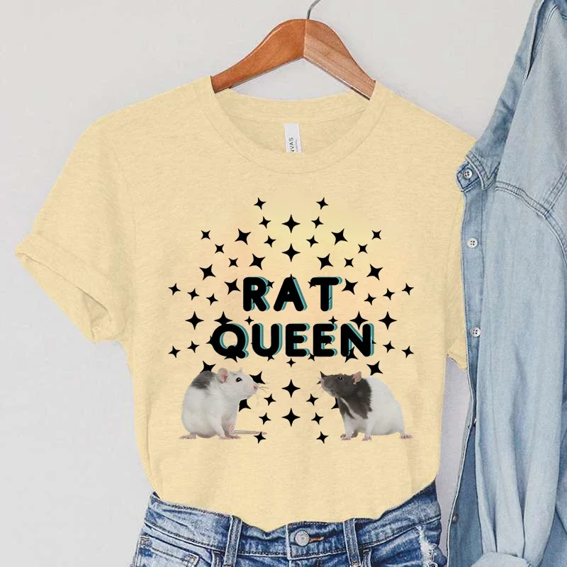 Économie Rat Queen pour femmes, vêtements Harajuku, étoiles, mode animale vintage, t-shirts décontractés pour femmes