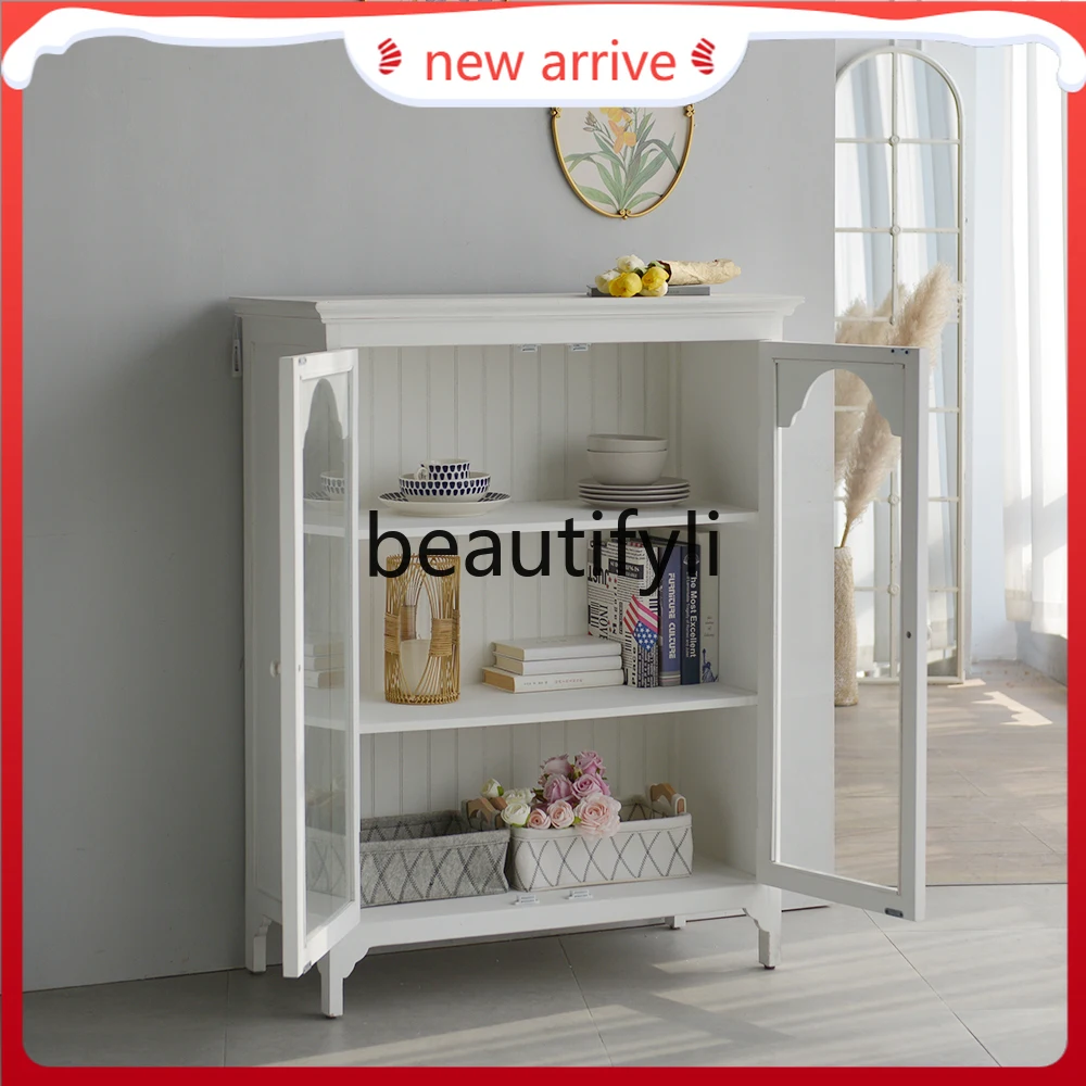 

D2520 Retro tonality country style white wooden restaurant porch storage storage cabinet side cabinet