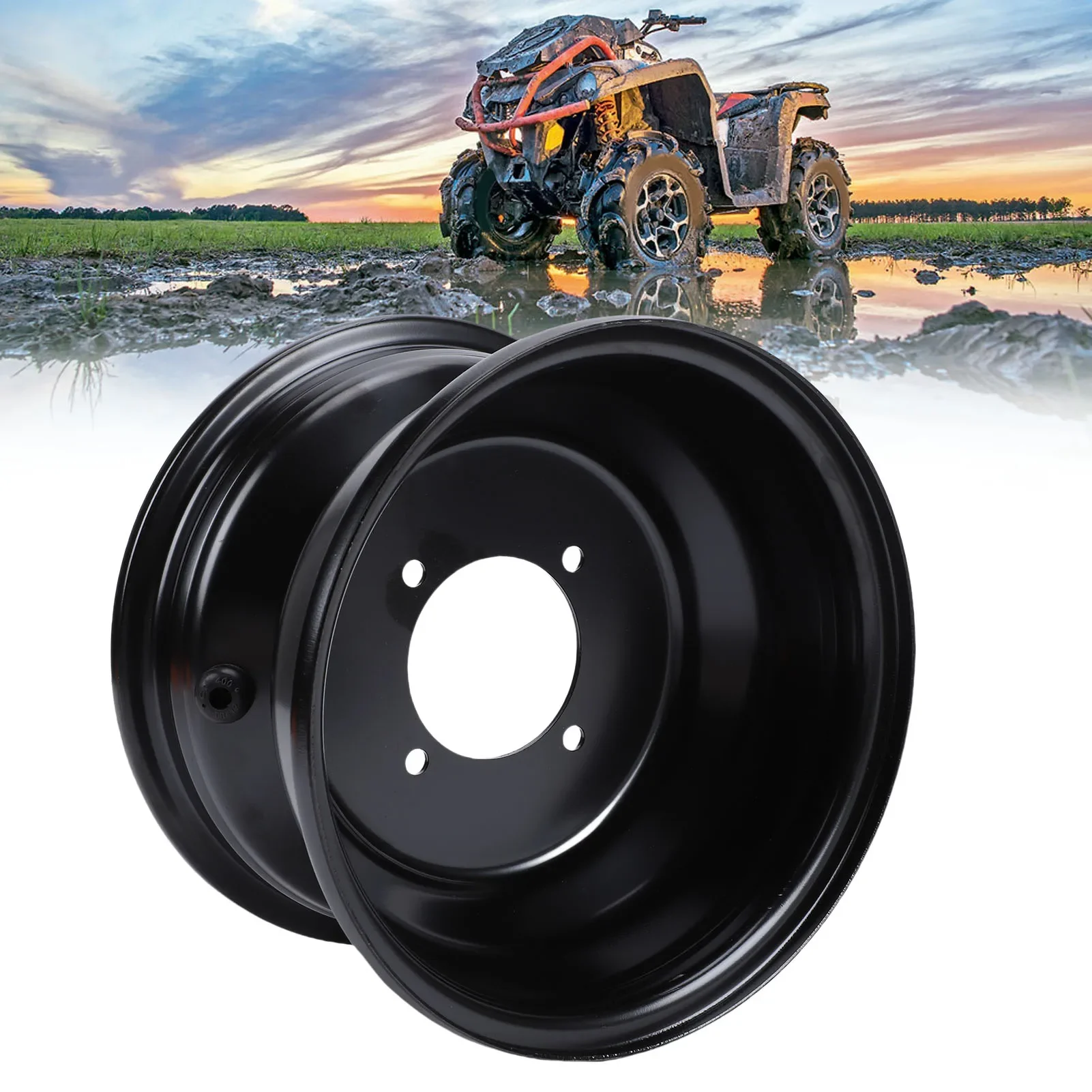 19x7-8-8インチatvフロントホイールリム、4ボルト穴、19x700-8高強度スチールホイールハブリム、ゴーカート、クワッド、ダートバイク、バギー用