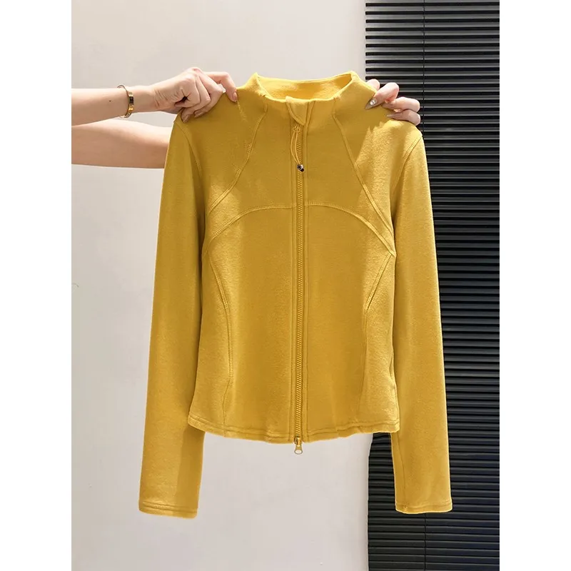 

Утепленное женское пальто с двойной молнией, длинными рукавами и высоким воротником, повседневное, осенне-зимнее, приталенное, универсальное