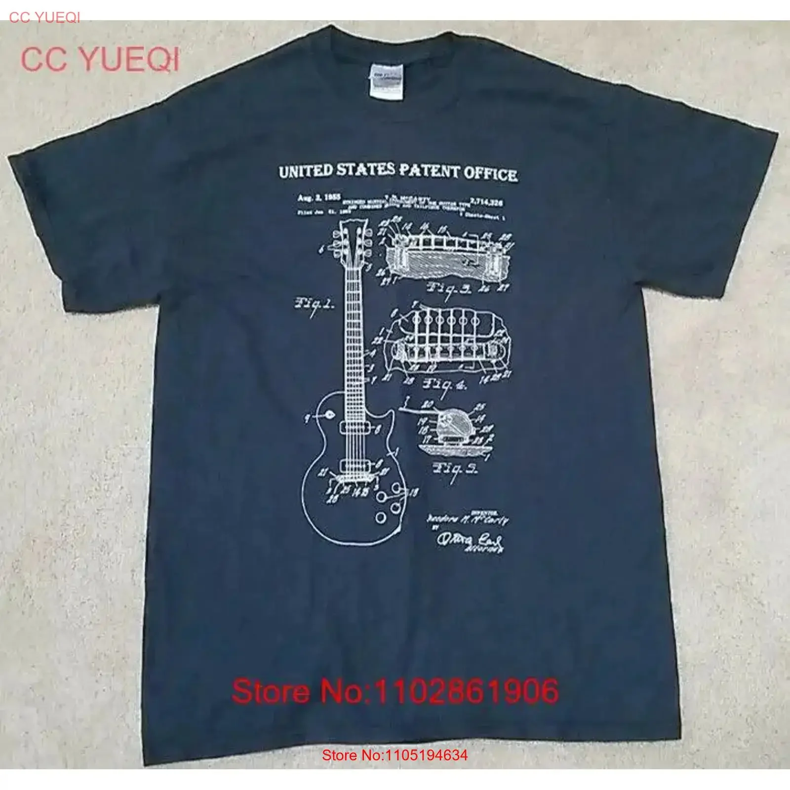 

UNITED STATES PATENT OFFICE T M MCCARTY GUITAR AUG 2 1955 Shirt Mens MED vintage Washed Breathable graphic fashion