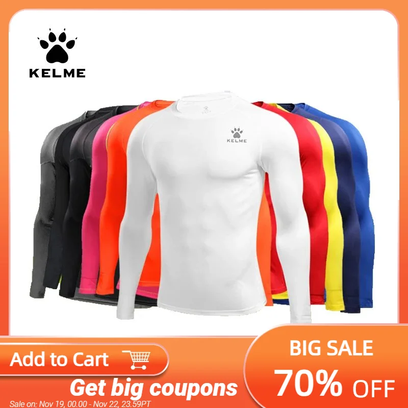 KELME Men's Running T-shirts Compression Shirts Bodybuilding Sports Tights Long Sleeves Exercise Workout Fitness 3891113