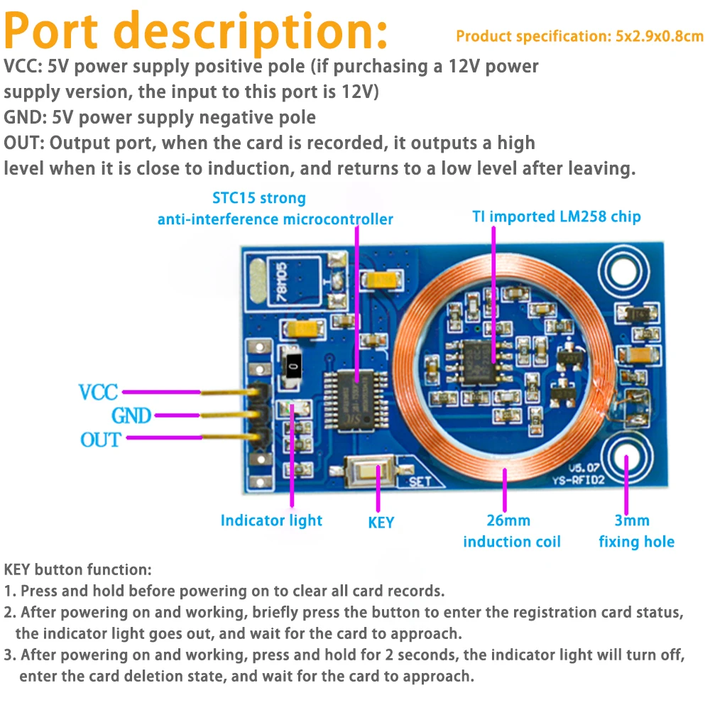 Id Card Learning Module Rfid Lezer Io Poort 125K Rf Microcontroller Gecontroleerde Toegangscontrole Kaart Vegen Modificatie Rfid 2