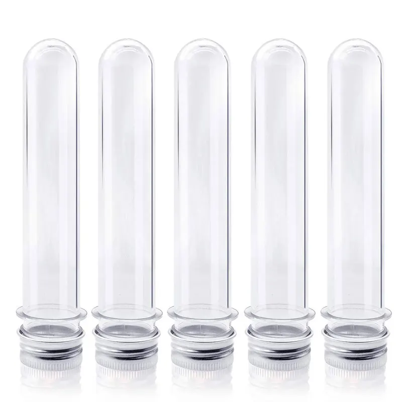 5Pcs 40ml Plastic Clear Test Tubes With Screw Caps Candy Cosmetic Travel Lotion Containers