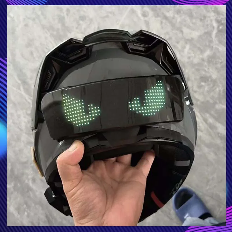 Cyber Punk LED Helmet Display For Motorcycle Helmet Tail Light Helmet Warning Light Moto Cycling Accessories Cosplay Props Gift