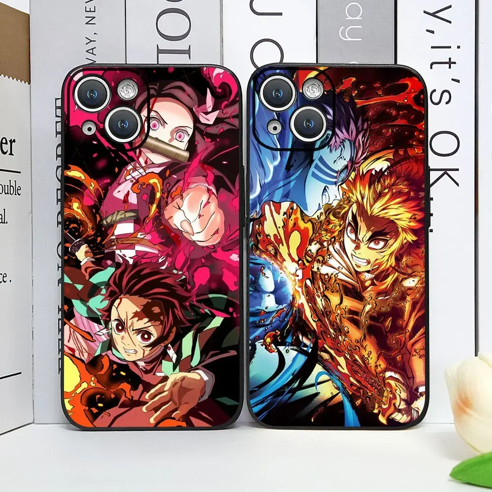 Japan Anime Demon Slayer Phone Case for IPhone 11 12 13 14 15 Pro Max 7 8 Plus X XR XS MAX SE2 Kimetsu No Yaiba Soft Cover Coque