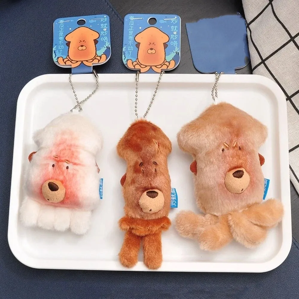 Creative PP Cotton Squid Plush Keychain Fluffy Comfortable Squid Plush Doll Pendant Cartoon Soft Squid Plush Keyring Christmas