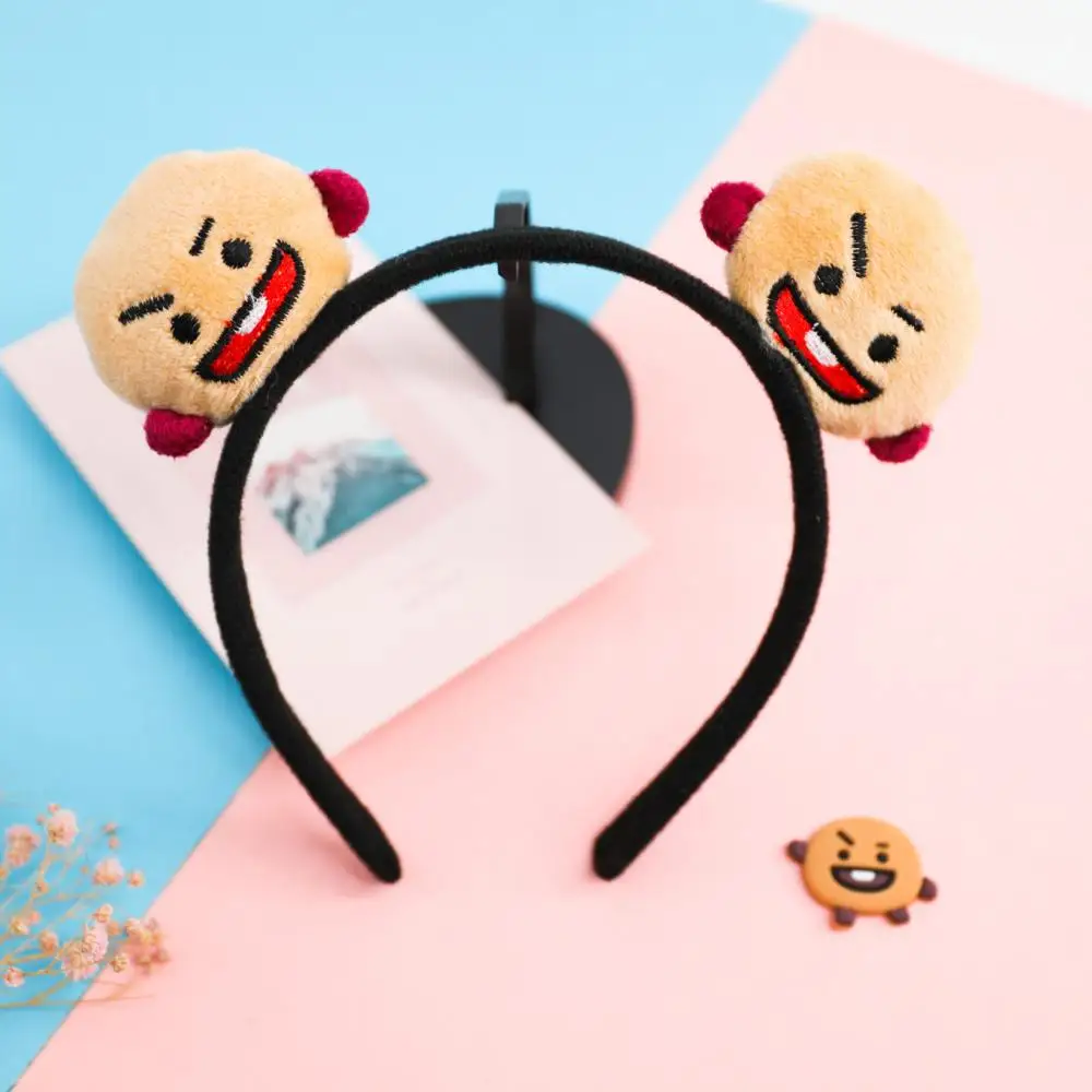 Bt21 Small Animal Hairband Kawaii Cartoon Cute Plush Doll Headband Wide-Brimmed Hairpin Photo Headdress Creativity Girl Gift