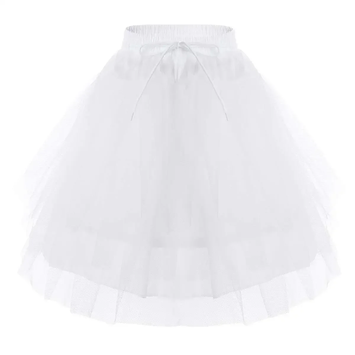 Kids Hoopless 3 Layers Net Petticoat Fluffy Crinoline Slip Underskirt Wedding Bridesmaid Flower Girl Dress