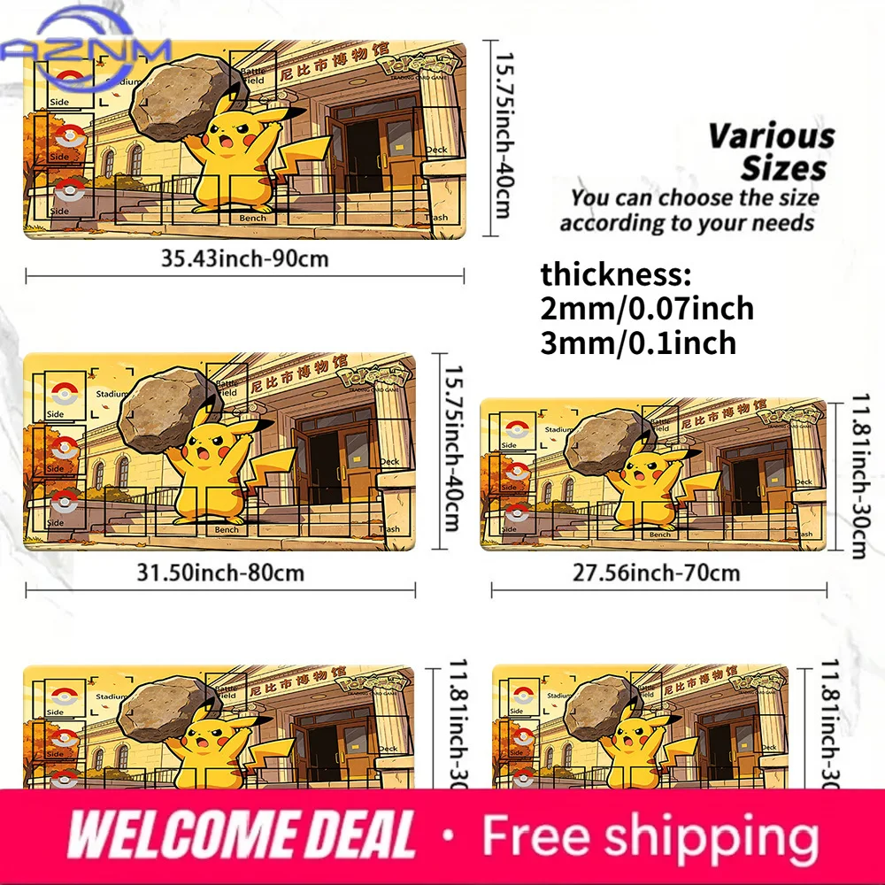 Pokemon Pikachu Museum Stone TCG Playmat Mouse Pad Multi Sizes 2mm 3mm