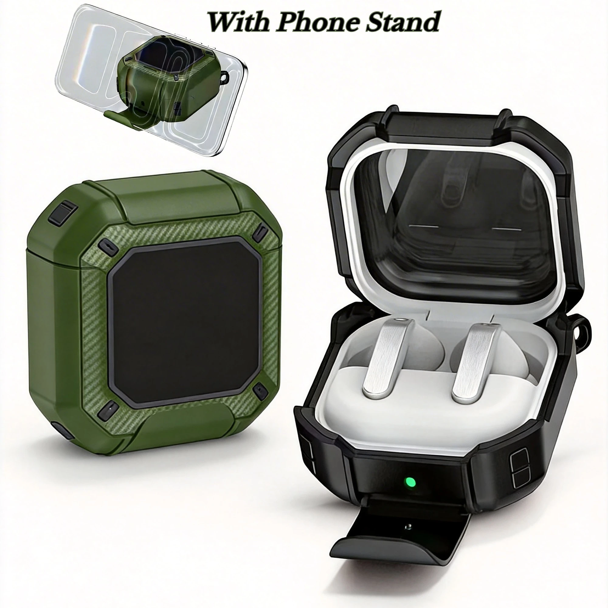 With Safety Lock and Phone Holder Case For Samsung Galaxy Buds 4 Pro Bluetooth EarBuds Cover For Samsung Galaxy Buds 4 Case