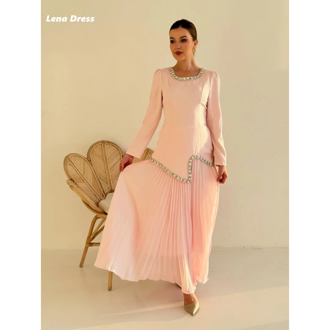 لينا الوردي فساتين لحضور الحفلات الموسيقية 2025 فستان سهرة نسائي فاخر امرأة طويلة الأكمام فستان حفلة فاخرة رقبة مستديرة مخصصة فستاين سهرة/فساتين الحفلات #2