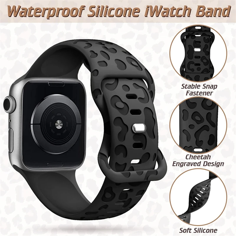 Engraved Pattern Silicone Band For Apple Watch 44mm 45mm 49mm 46mm 38 40 41mm Sport Strap Iwatch Series Ultra 11 10 9 8 SE 7 6 5
