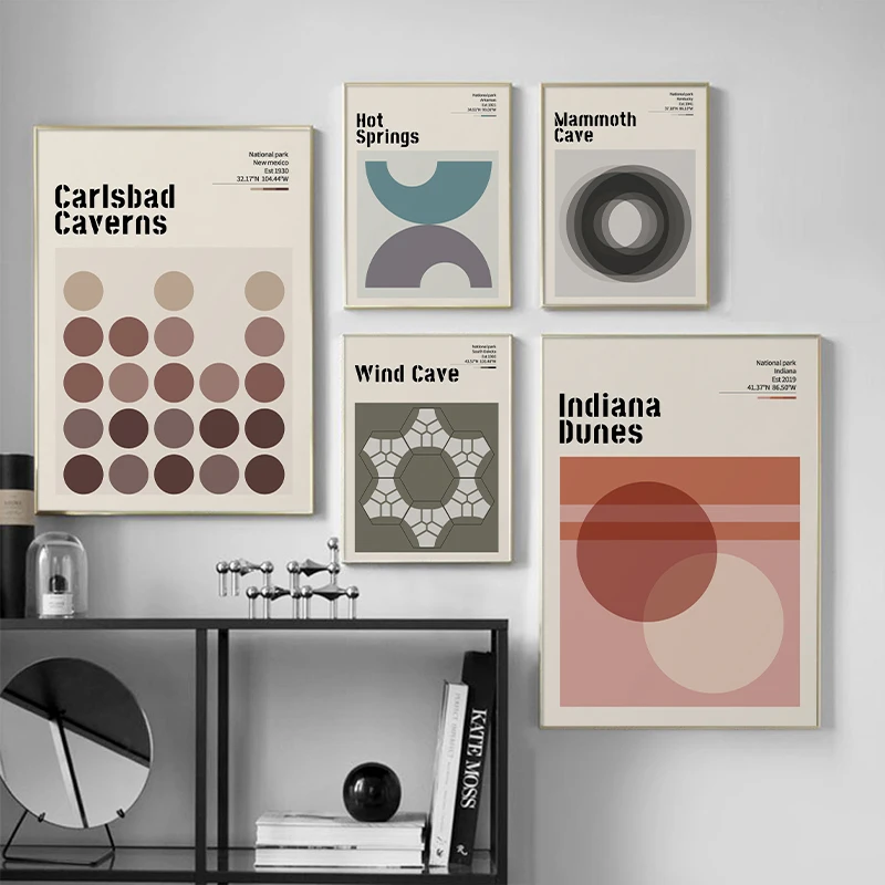 Modern Abstract Canvas Painting Minimalist Geometric Posters and Prints Hot Springs Indiana Dunes Wall Art for Room Home Decor