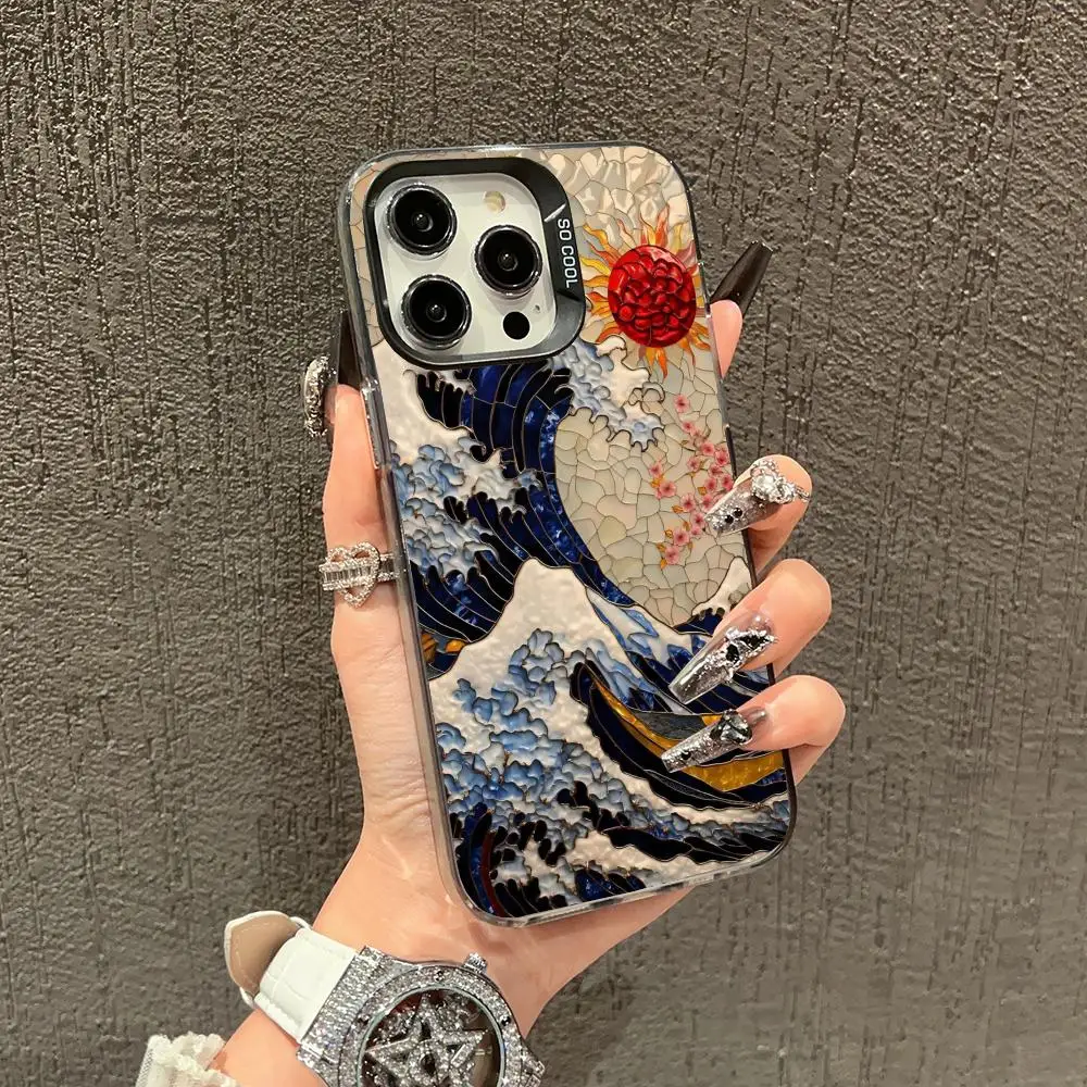 

A sense of wave fragmentation design case for iPhone 16 15 14 13 12 11 Pro/ Max/Plus shock-proof rear cover anti-fingerprint