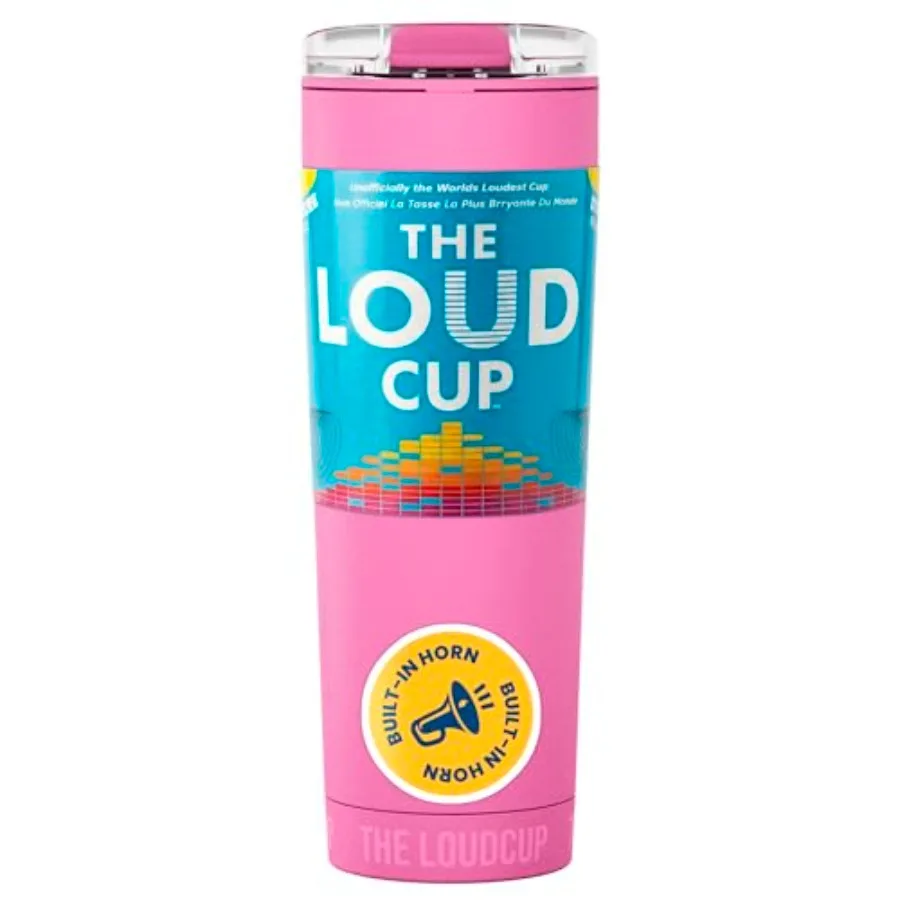 

The LoudCup Blow Horn Tumbler, Cheer and Sip 2-in-1 Reusable Water Bottle with Built-In Horn for Sports Games, Tailgates, Parti