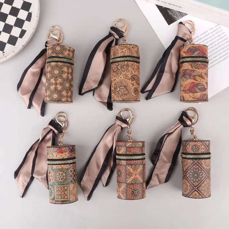 Retro-Print-Münzgeldbörse, tragbare Geldbörse mit Reißverschluss und Schlüsselanhänger, multifunktionale Mini-Aufbewahrungstasche, Lippenstifttasche für Damen, Geschenkidee. – Detail 2