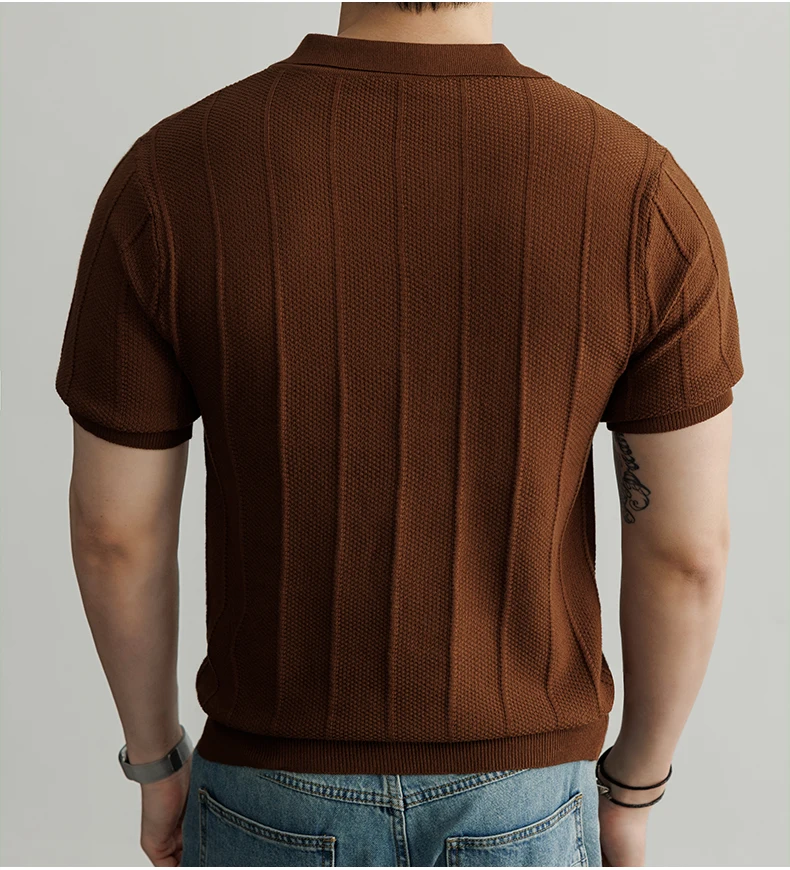 2026 New Mens Stretch Polo Shirt Short Sleeve V Neck Casual Golf Shorts Polo Solid Color Comfortable Breathable Tops