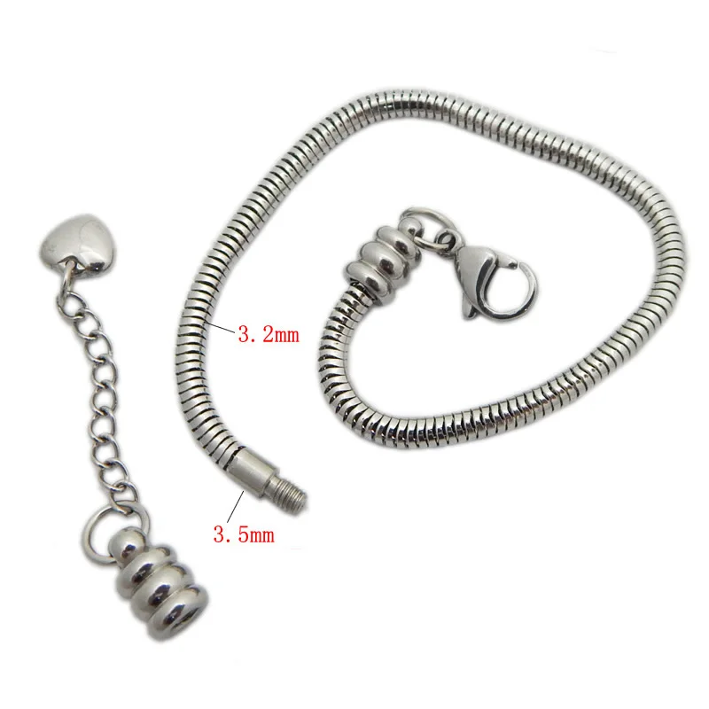 3.2MM 316L Titanium Steel Snake Chain Bracelet Jewelry for Men Women Stainless Steel Link Diy Beads Bracelet 15cm 20cm 22cm