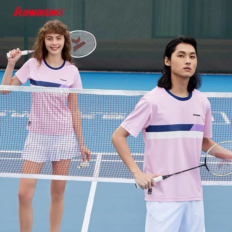 KAWASAKI Badminton Clothing Padel Shirts Man Short Sleeve Professional Badminton Shirt Men\'s Quick Drying Casual Sports Clothing